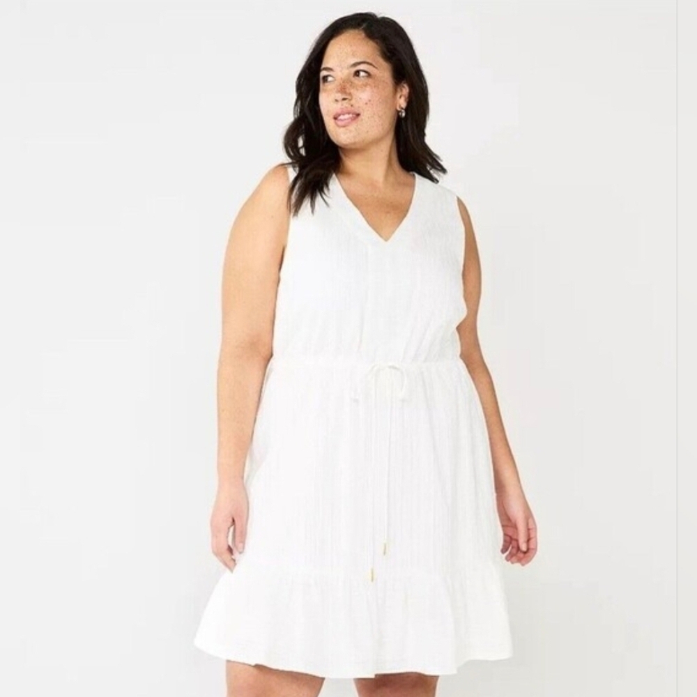 DRAPER JAMES RSVP Sleeveless Tie Waist Dress, Size 3X. NWT